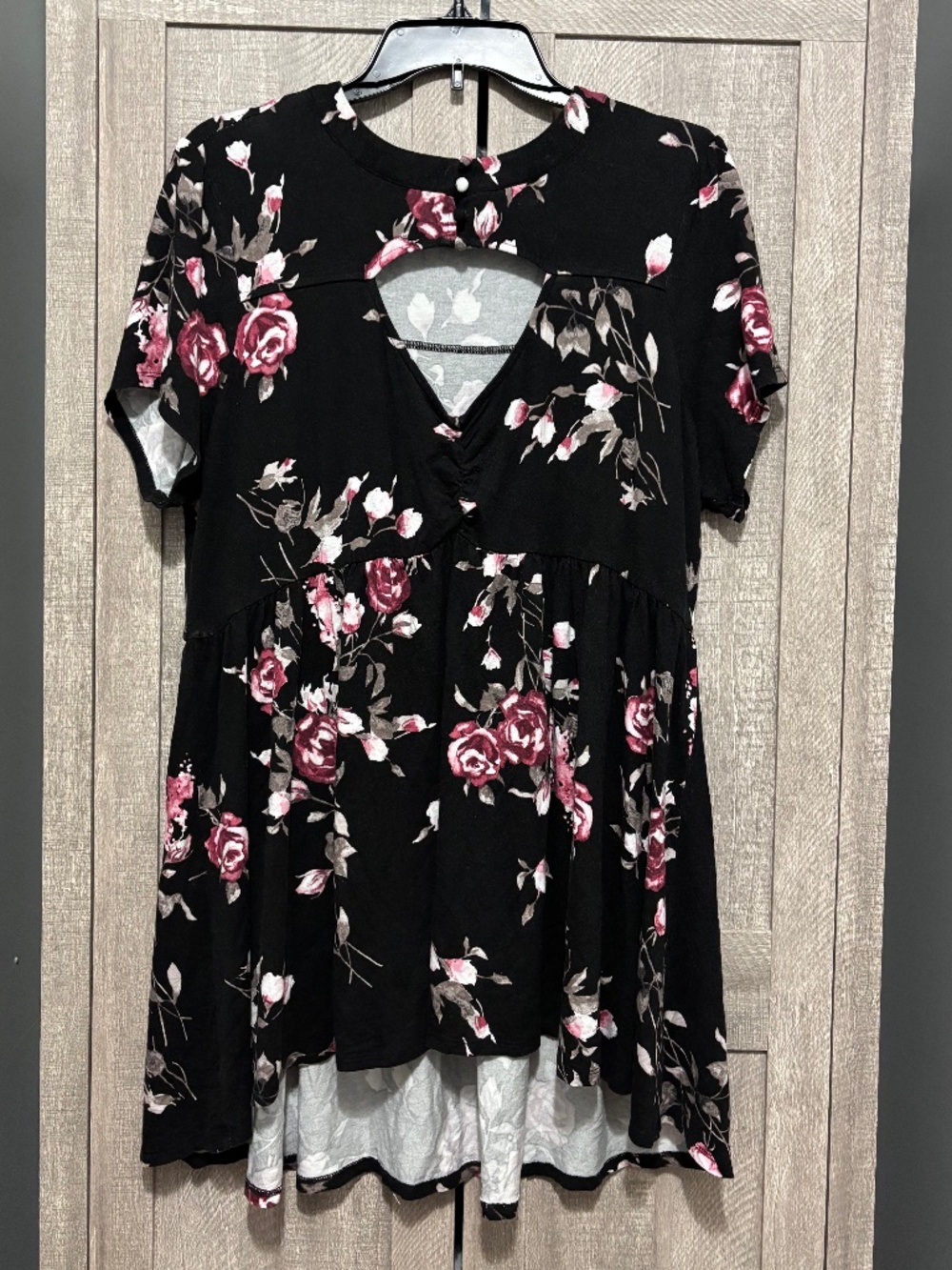 Black and Pink Floral Torrid Babydoll Top size 1 1X
